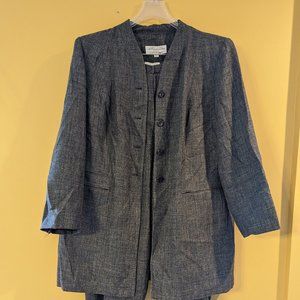 2 Piece Long Jacket Pantsuit in Heather Gray